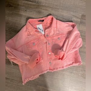 BLUE B pink “diamond” fringe jacket.